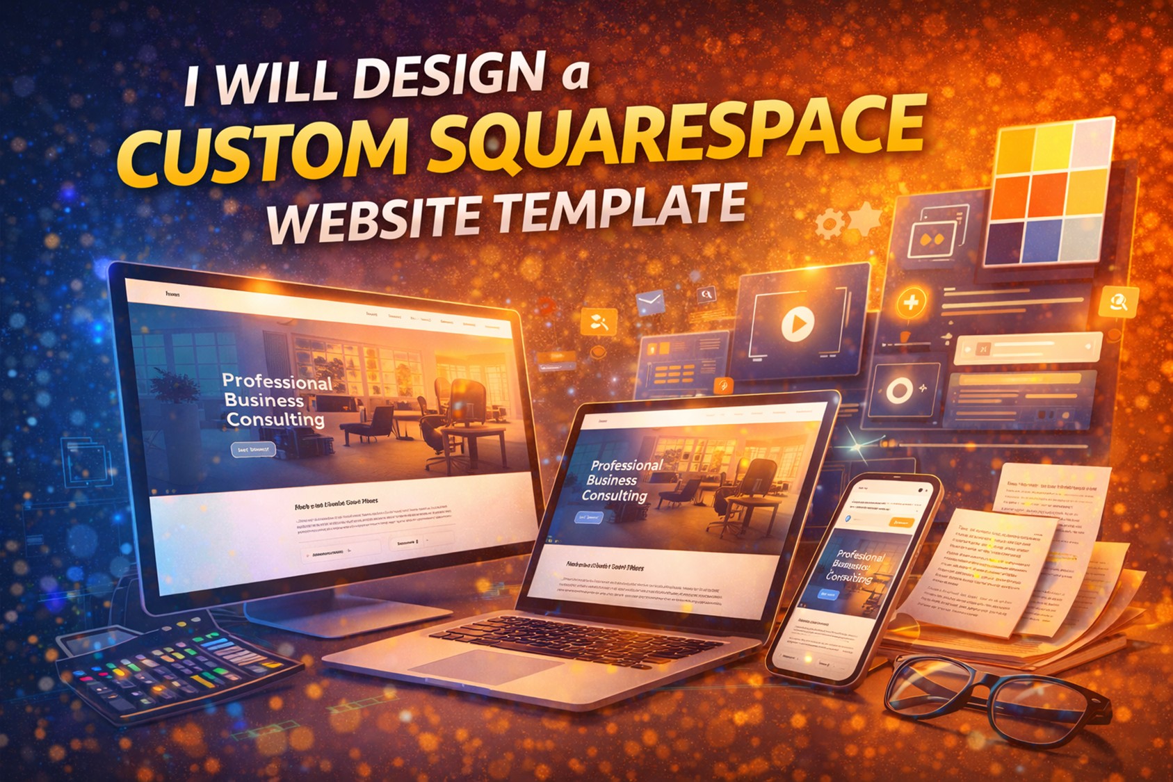 I will design a custom Squarespace website template (fast, responsive, modern) for your brand